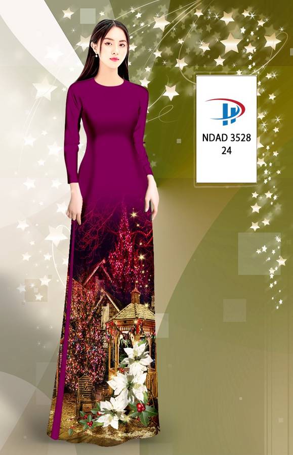 Vải Áo Dài Phong Cảnh Giáng Sinh AD NDAD3528 3